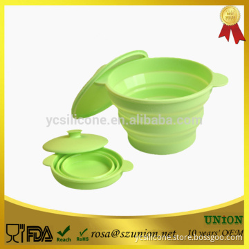 Food grade colorful silicone pet folding bowl with cover